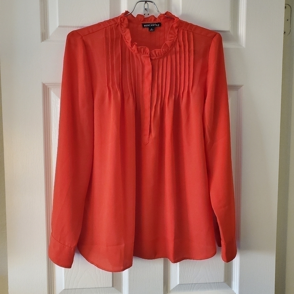 J. Crew Mercantile The Pintuck Pleated Blouse Womens Sz 4